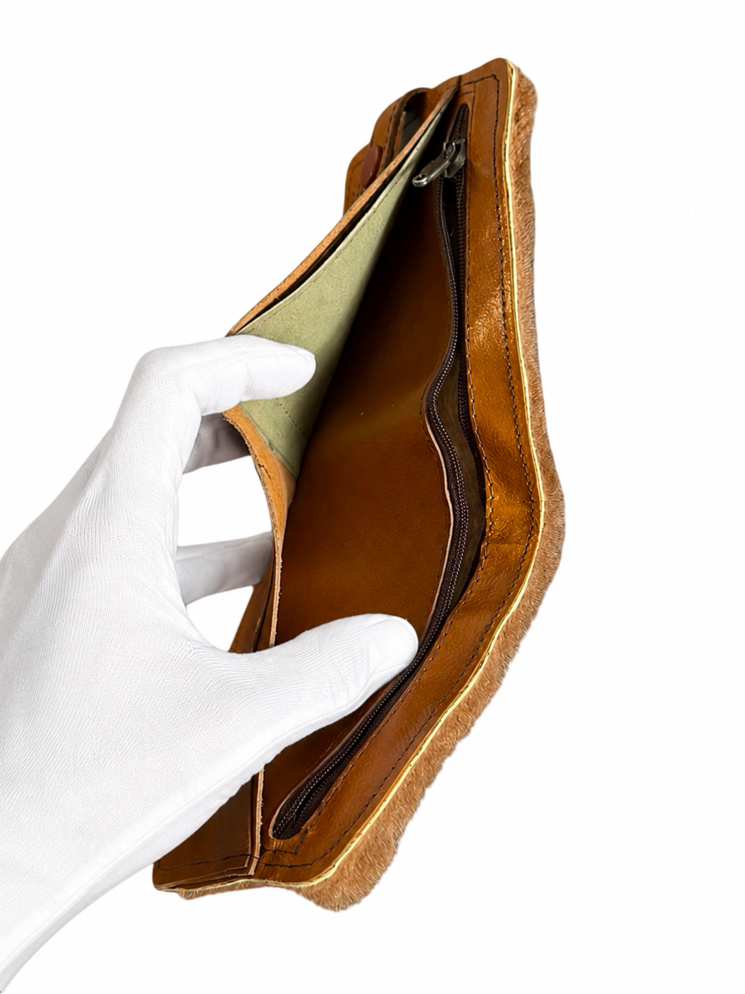 Brown Kangaroo Fur Wallet With Snap Closure
