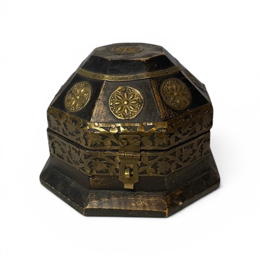 Vintage Wooden Box with 24k Gold Accents