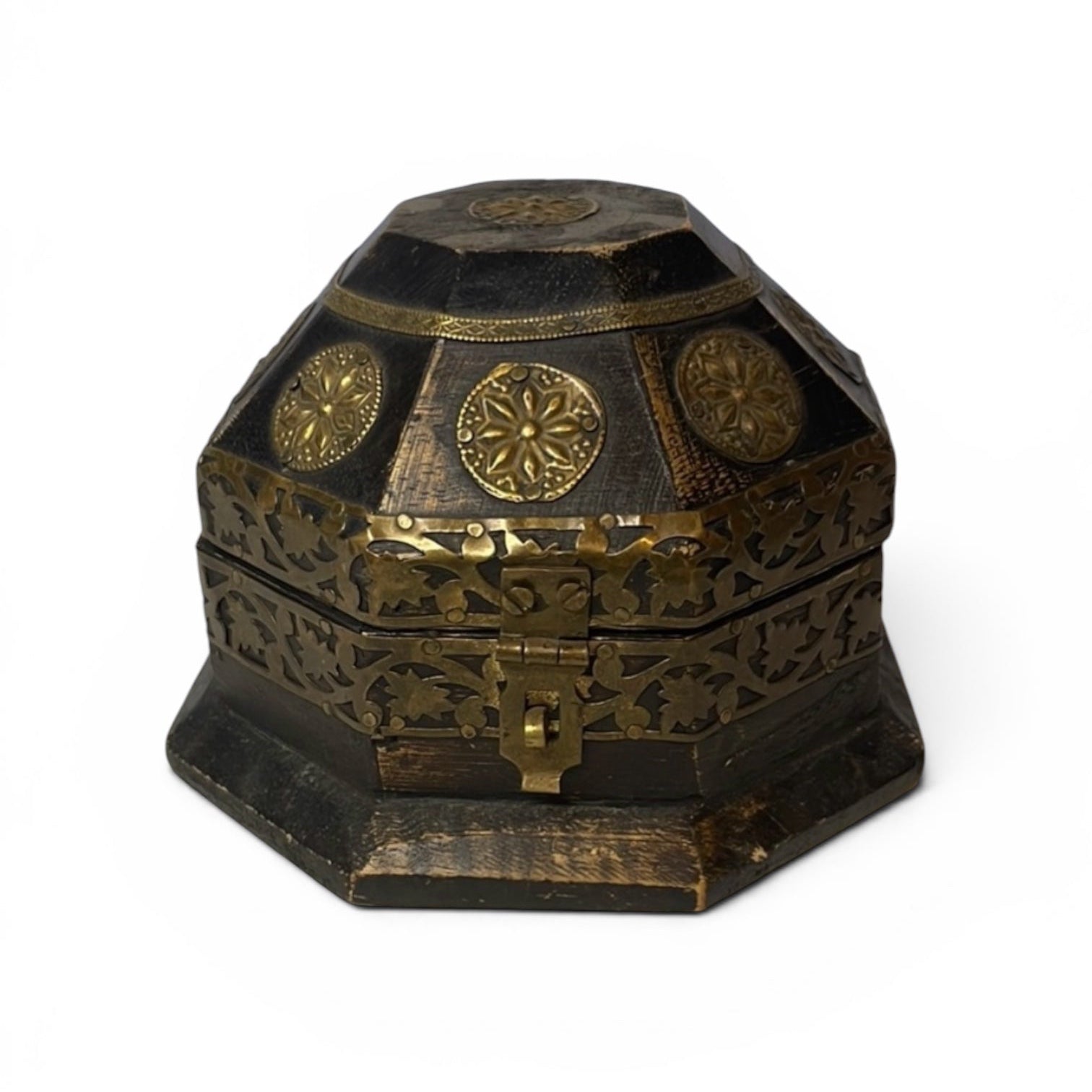 Vintage Wooden Box with 24k Gold Accents
