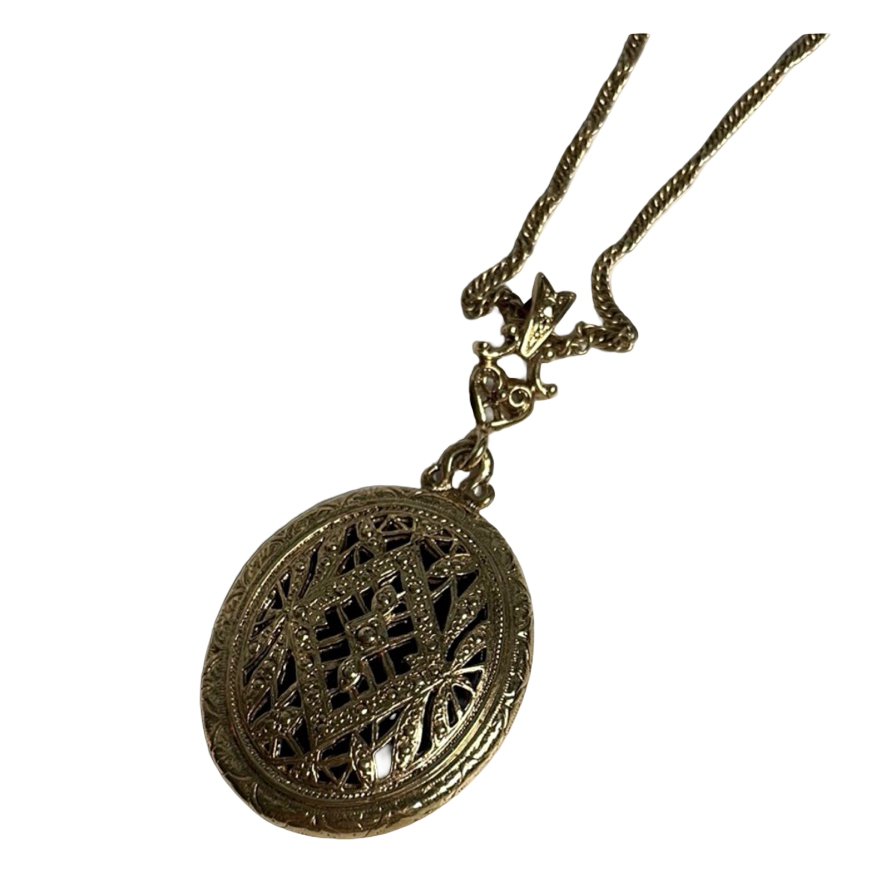 Vintage Gold Necklace with Mirror