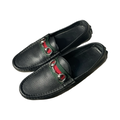 Gucci Navy Blue Soft Leather Horsebit Loafers