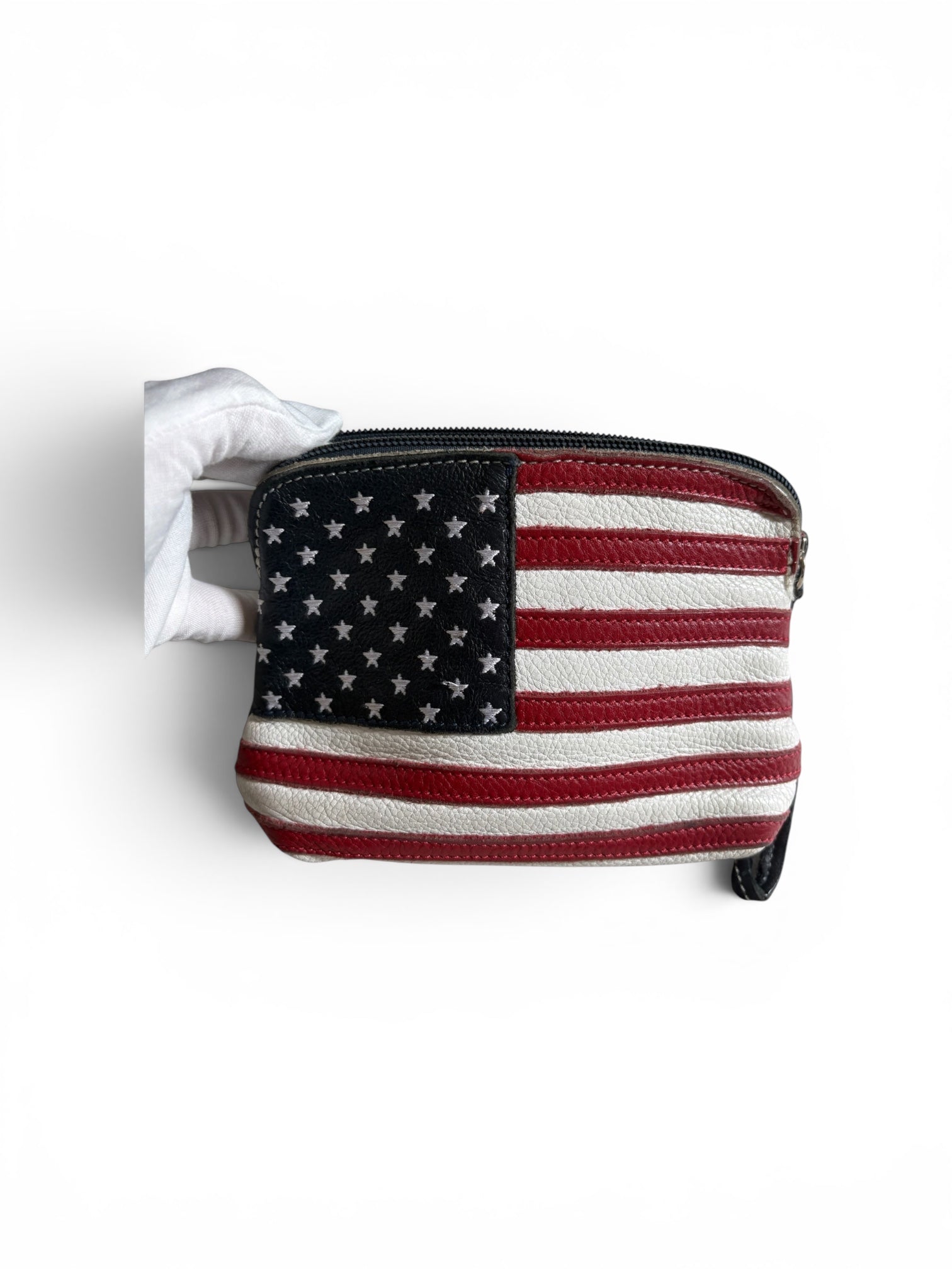 Roots Real Calf Skin American Flag Pouch