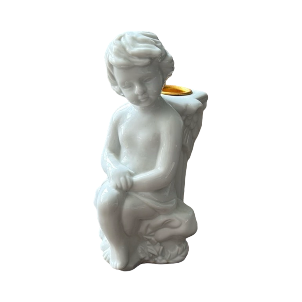 White Angel Figurine with Gold Accents