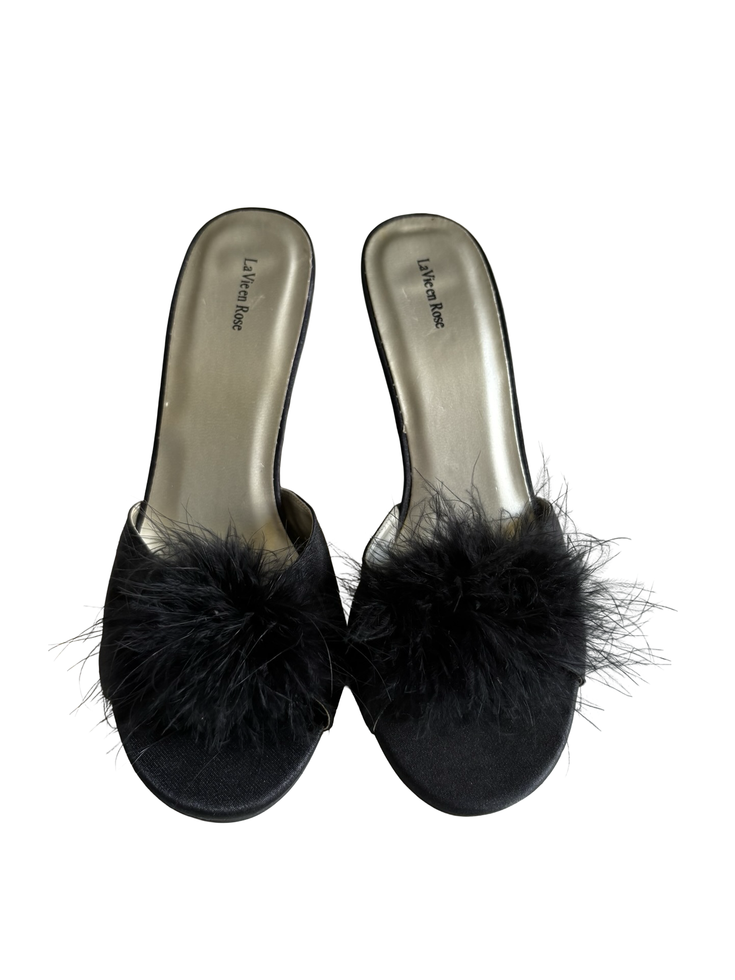 La Vie En Rose Black Heels With Fur