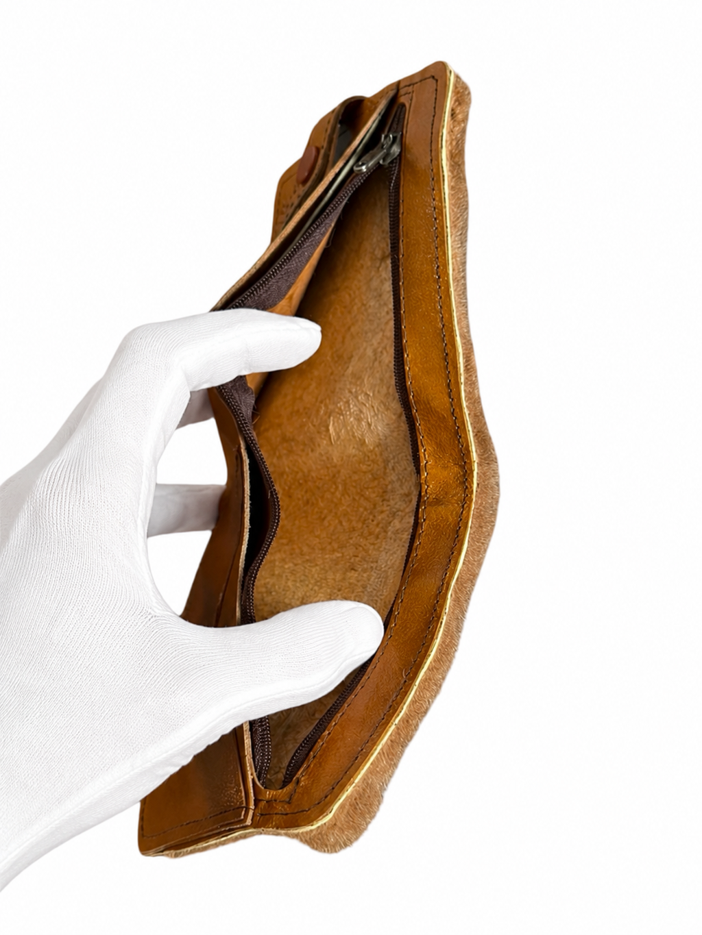 Brown Kangaroo Fur Wallet With Snap Closure