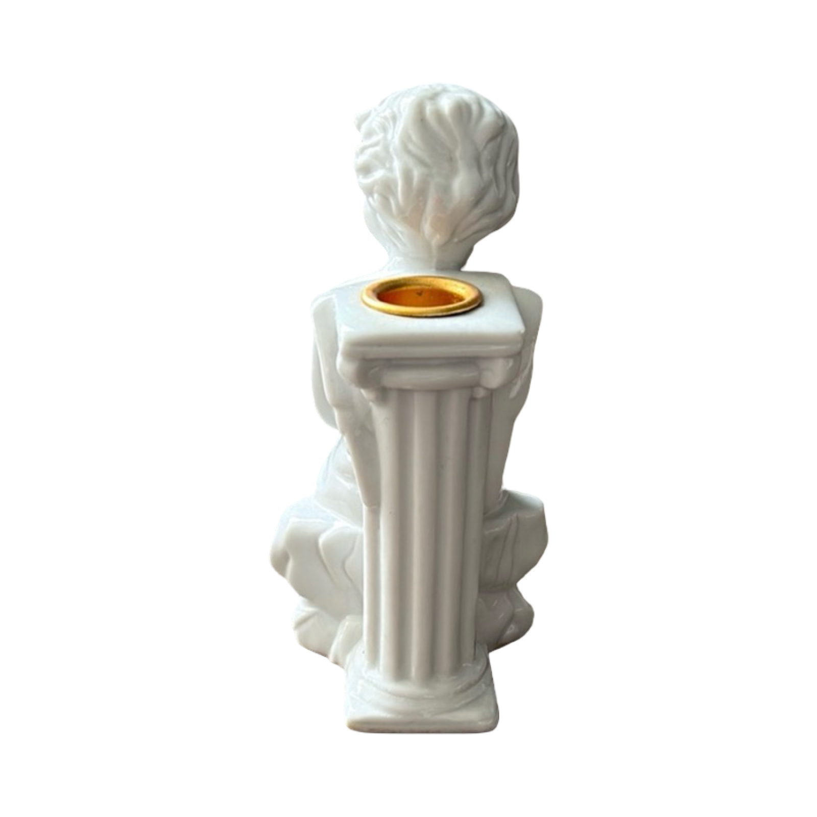 White Angel Figurine with Gold Accents