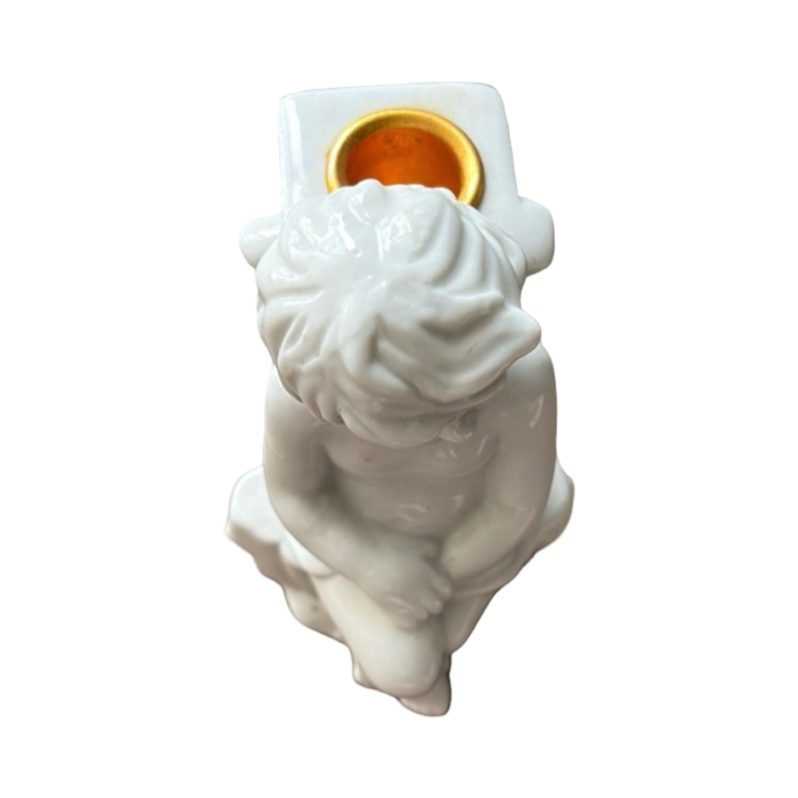 White Angel Figurine with Gold Accents