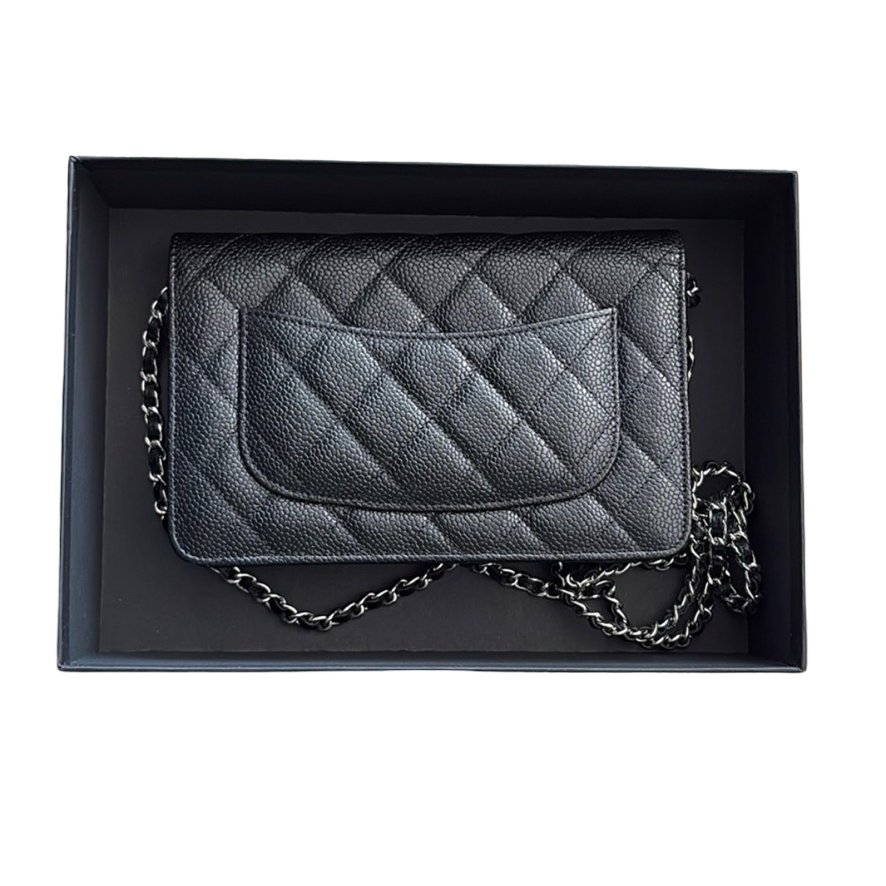 Chanel Black CalfSkin Wallet On Chain