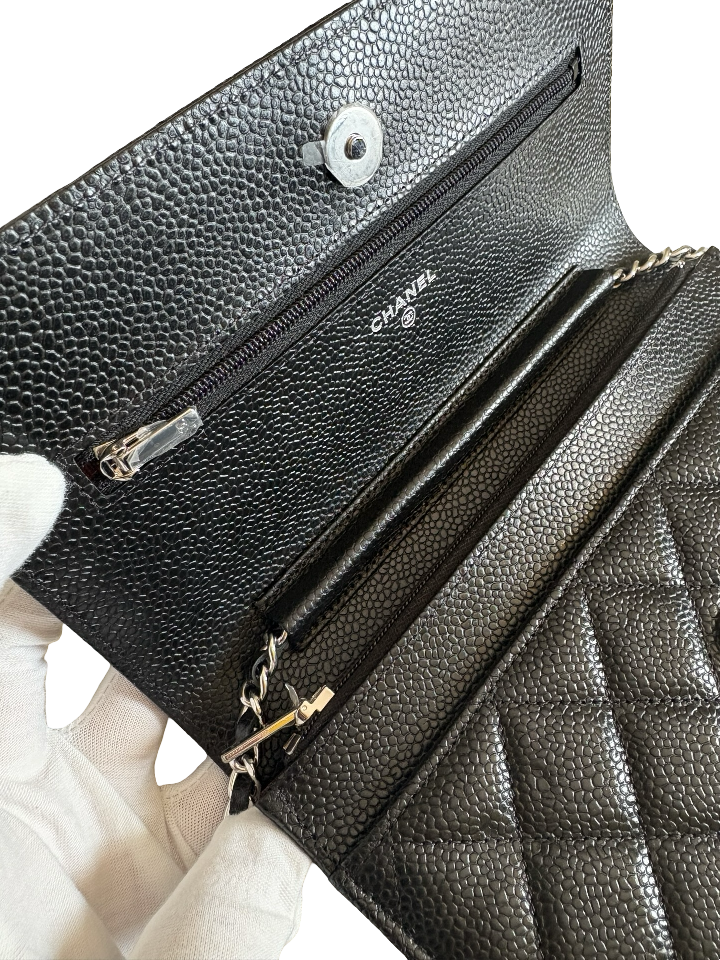 Chanel Black CalfSkin Wallet On Chain