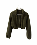 Olivie Green Sherpa Cropped Jacket