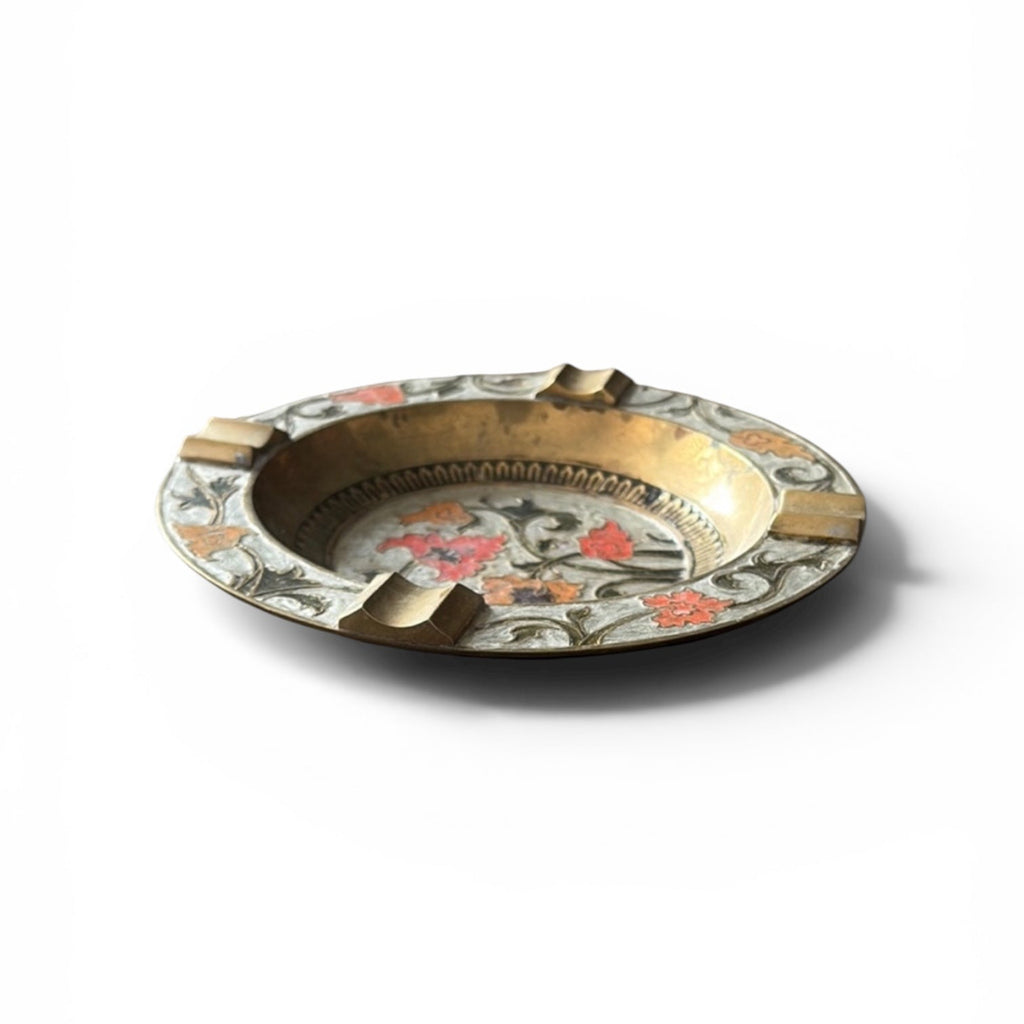 Vintage Brass Flower Ashtray