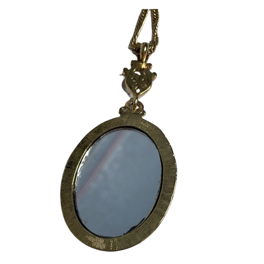 Vintage Gold Necklace with Mirror