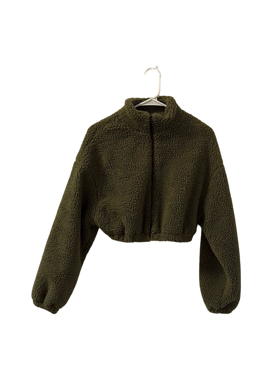 Olivie Green Sherpa Cropped Jacket