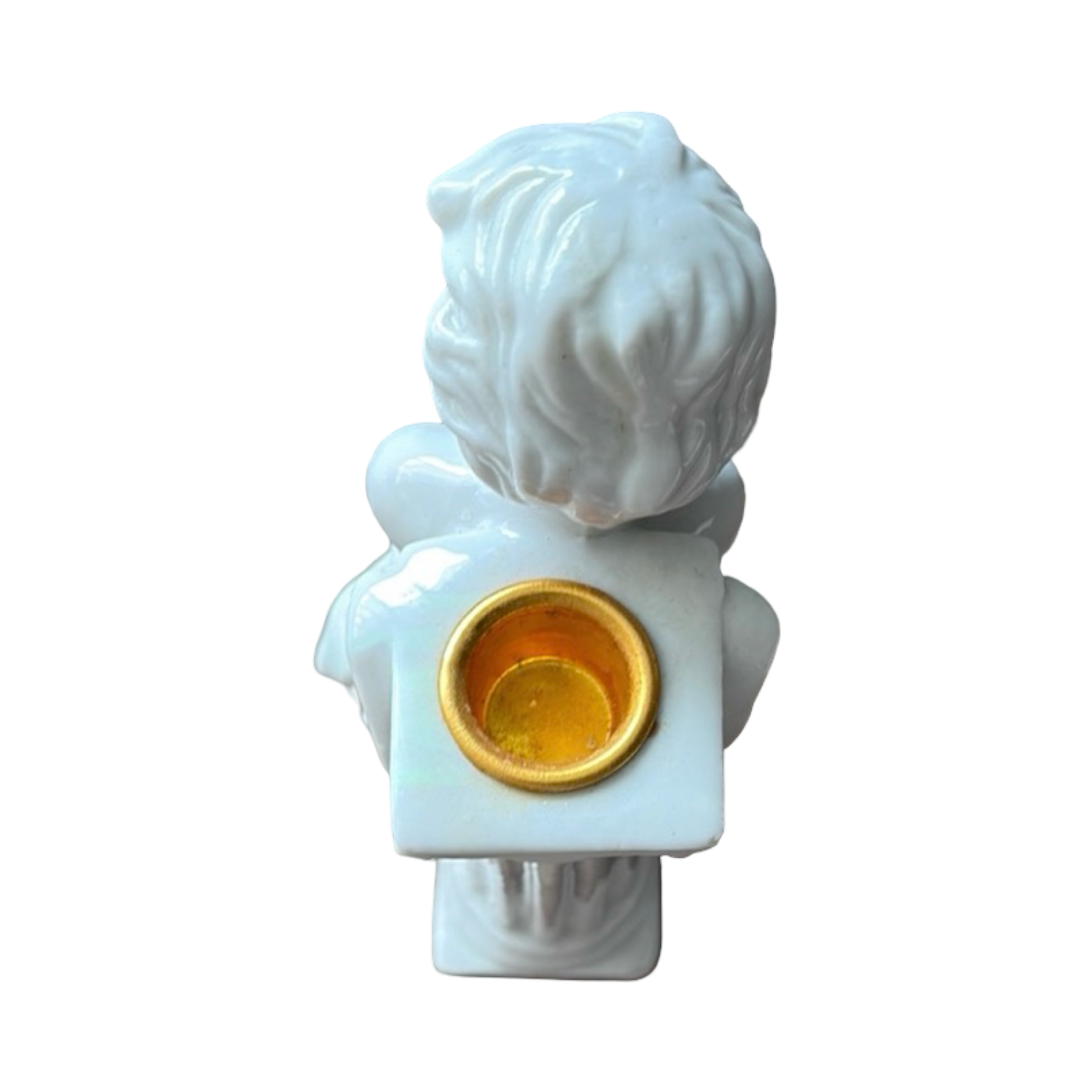 White Angel Figurine with Gold Accents