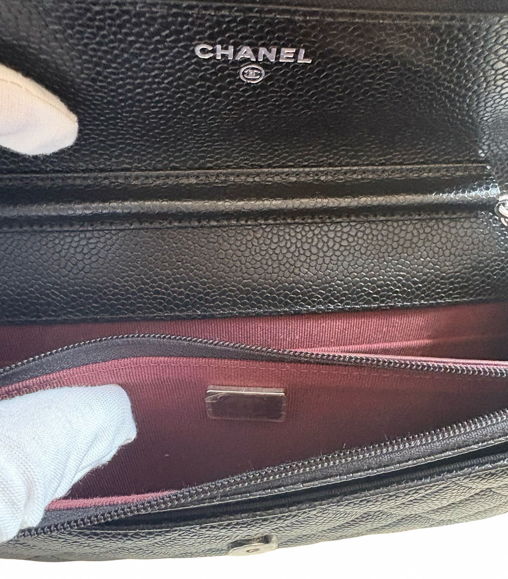 Chanel Black CalfSkin Wallet On Chain
