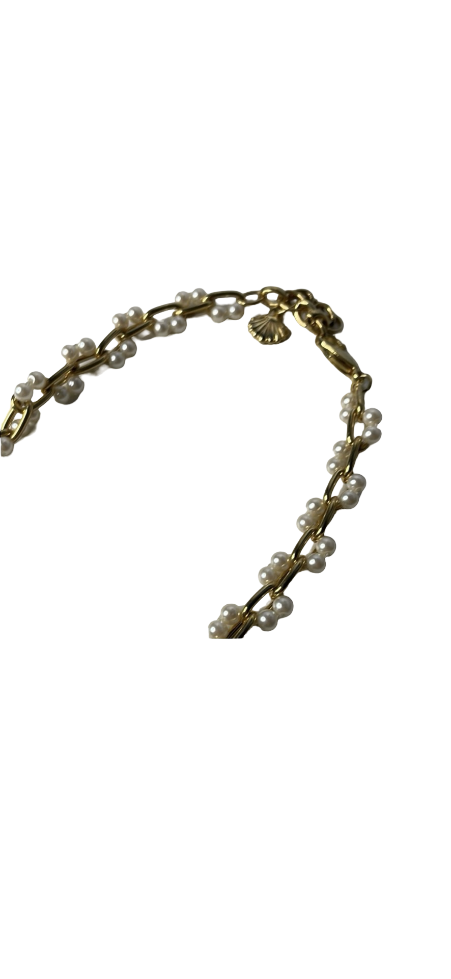 Gold Shell necklace with pearls