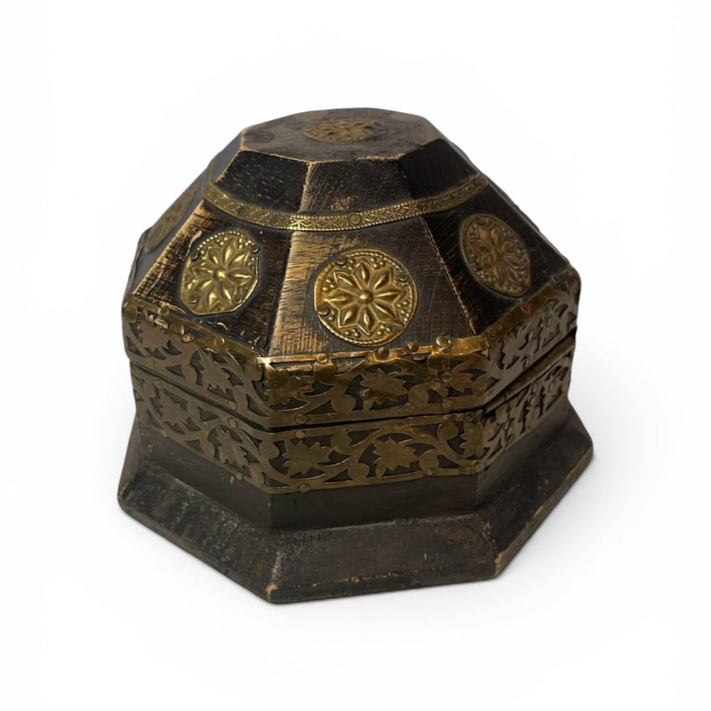 Vintage Wooden Box with 24k Gold Accents
