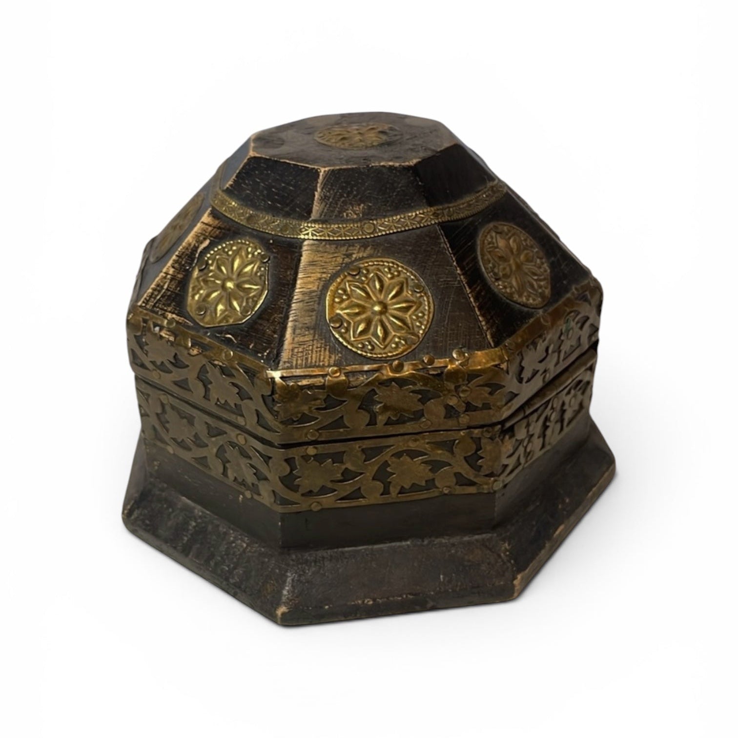 Vintage Wooden Box with 24k Gold Accents
