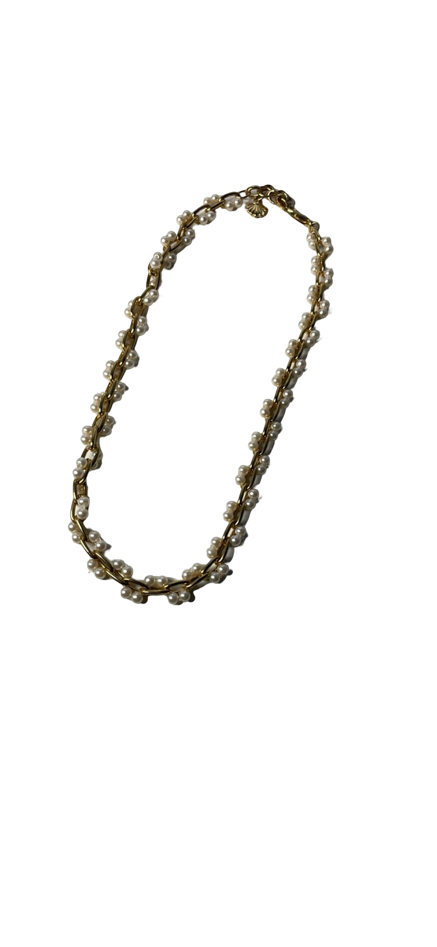 Gold Shell necklace with pearls