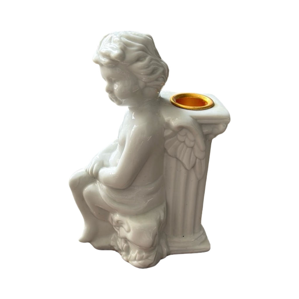 White Angel Figurine with Gold Accents