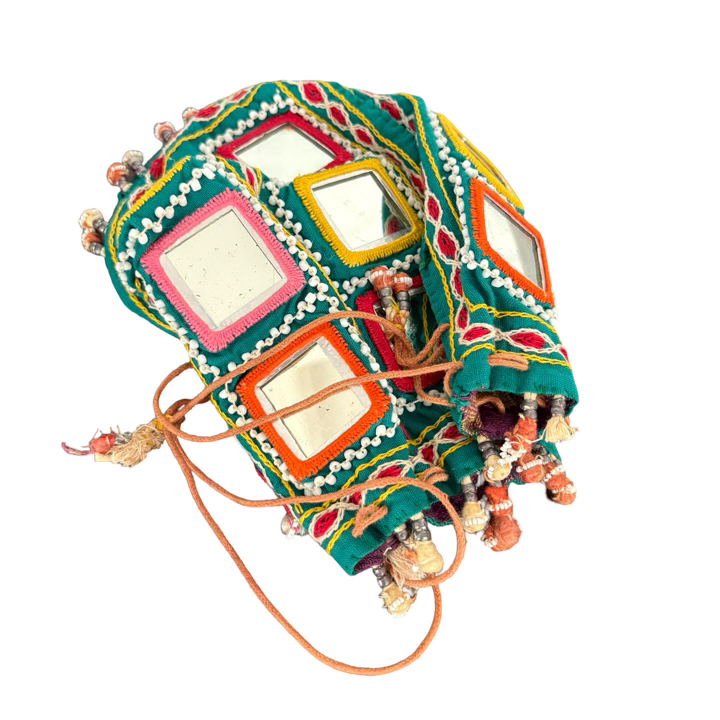 Vintage Hand Embroidered Mirror Beaded Purse Bag
