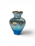 Light blue Vecchia Murano Art glass vase 24k gold leaf