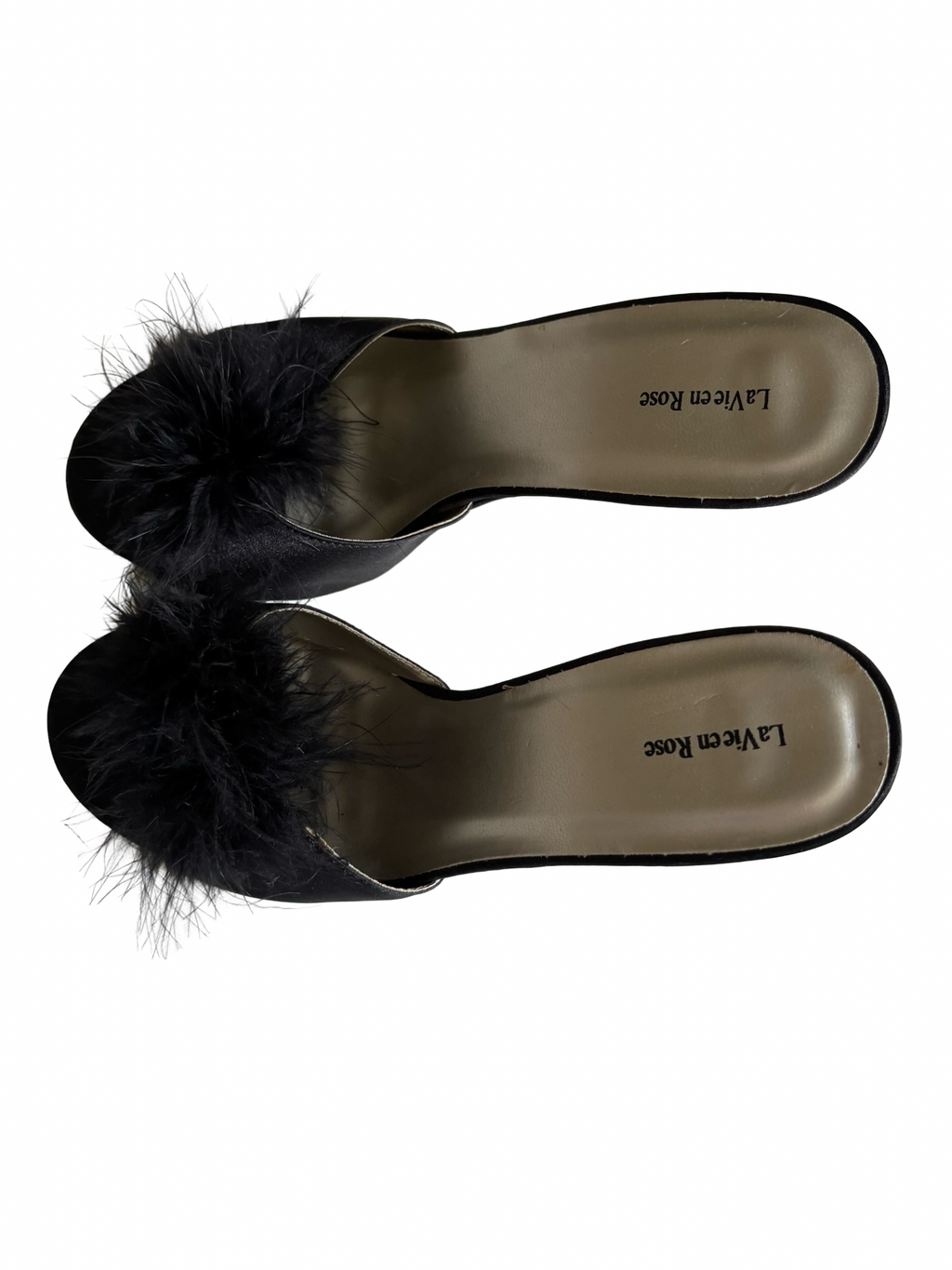 La Vie En Rose Black Heels With Fur