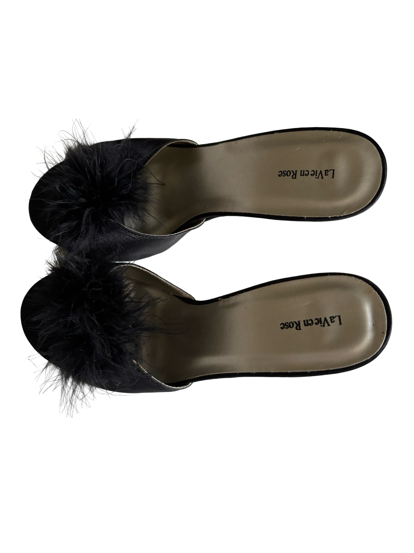La Vie En Rose Black Heels With Fur
