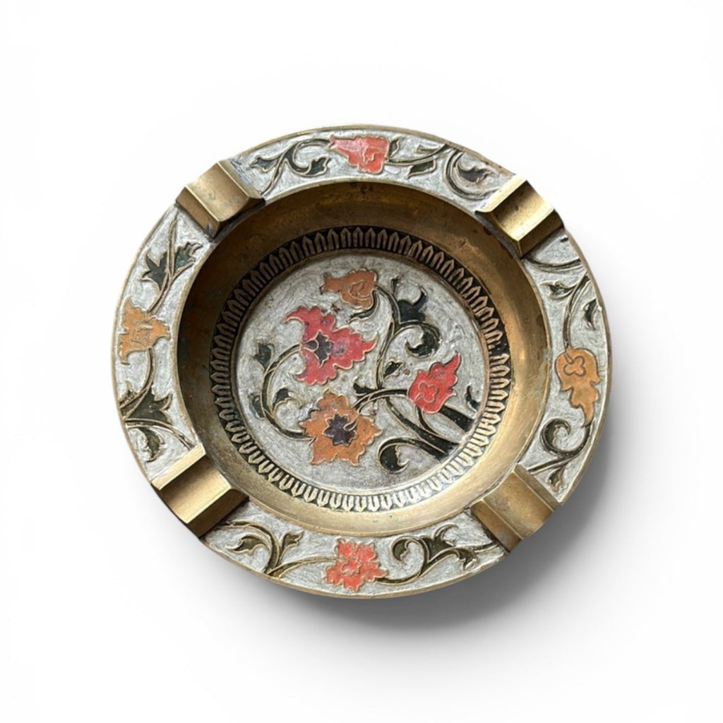 Vintage Brass Flower Ashtray