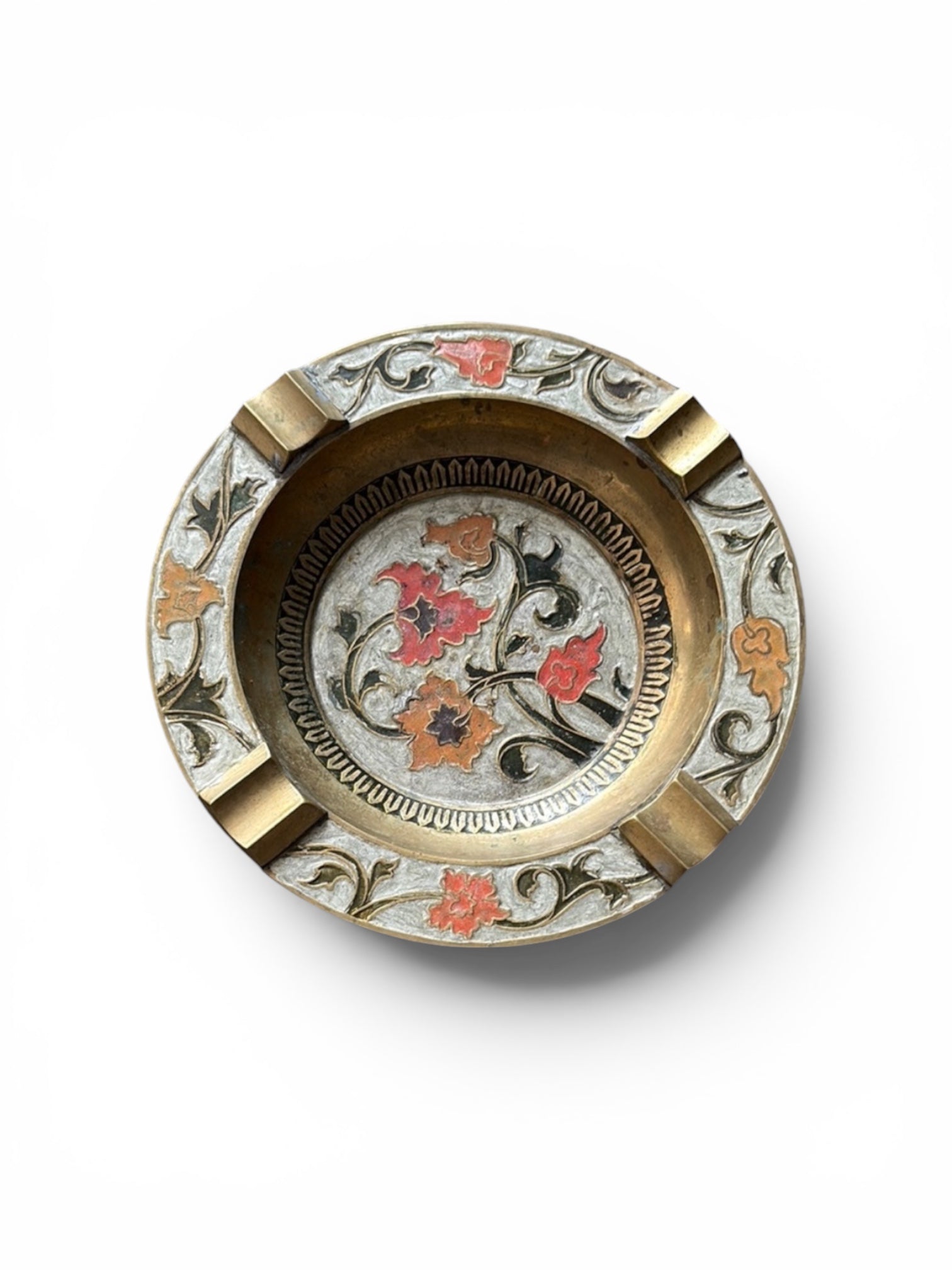 Vintage Brass Flower Ashtray