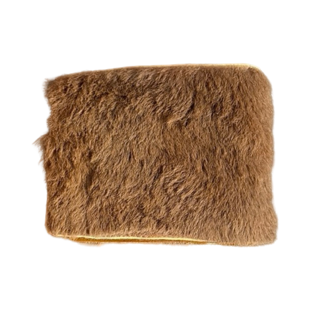 Brown Kangaroo Fur Wallet With Snap Closure