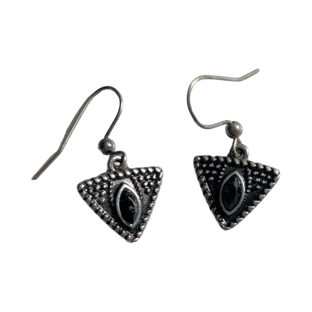 Black Jade Silver Triangle
Earrings