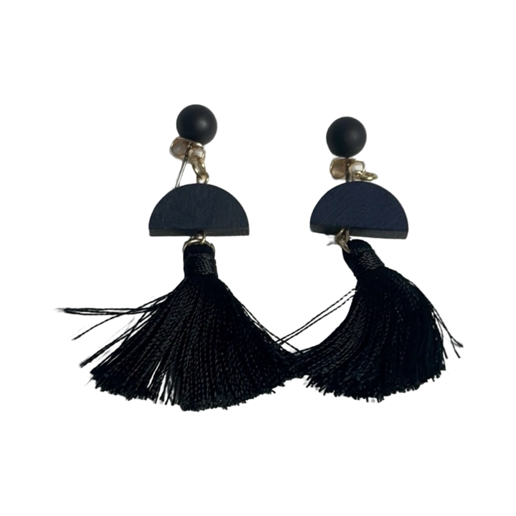 Elegant Black Tassel Earrings