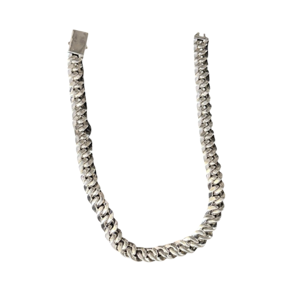 14mm Lab Diamond Silver Cuban Chain