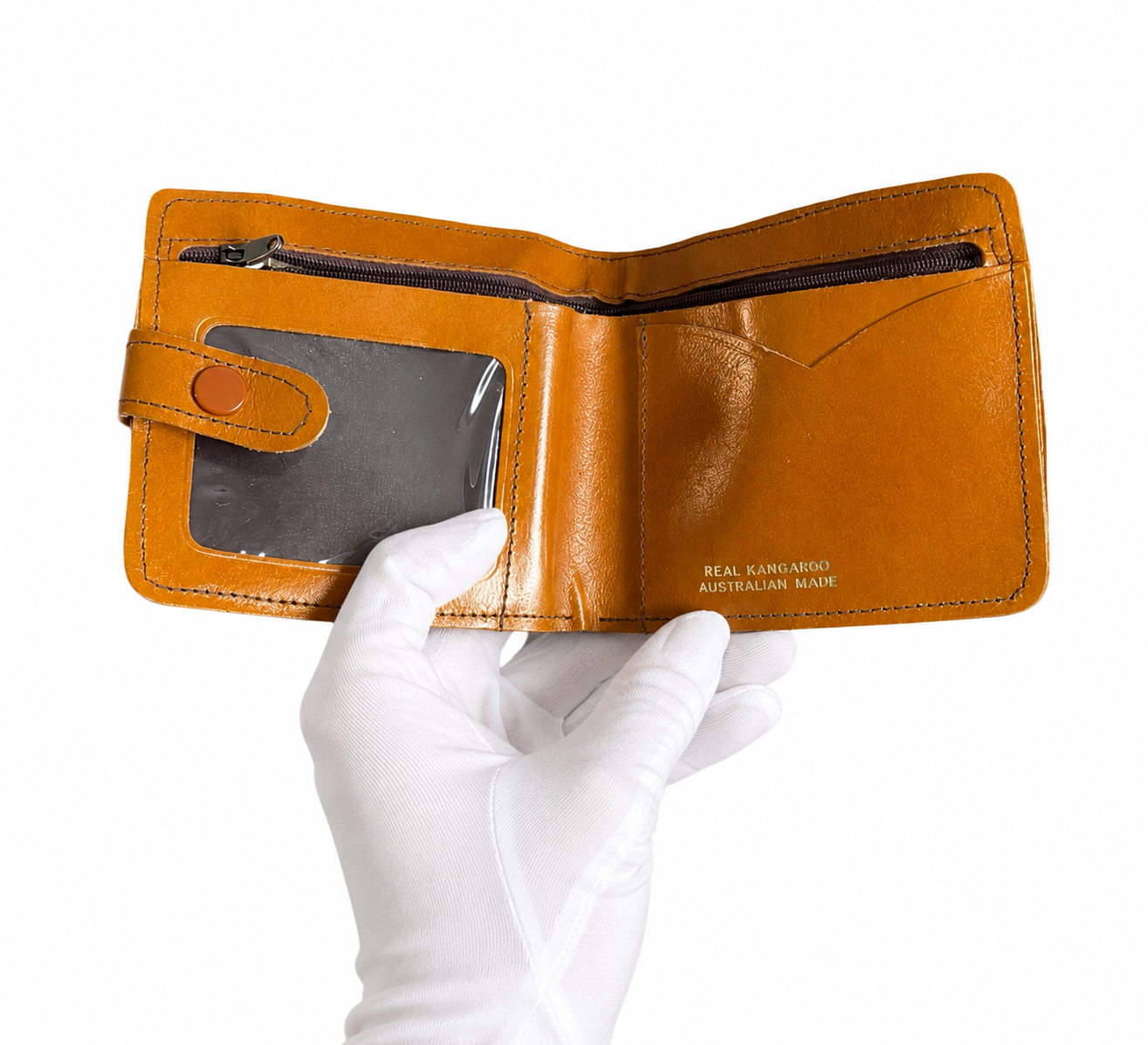 Brown Kangaroo Fur Wallet With Snap Closure